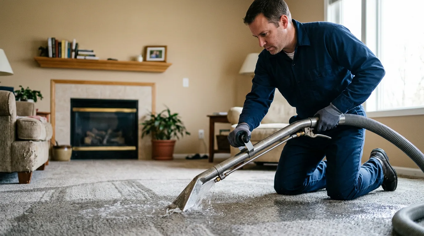 Water damage restoration technician working near Berea, OH